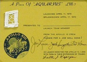Apollo 13 LM netting presentation card