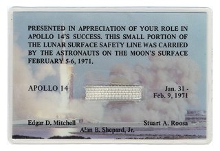 Apollo 14 safety line presentation card