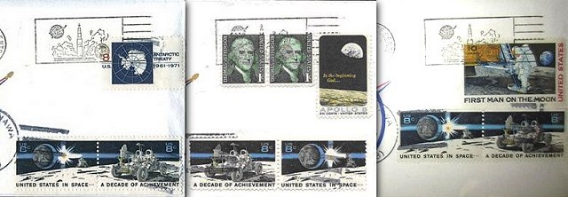 Stamp combinations used on Apollo 15 flown Sieger covers